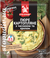 Пюре картофельное с чеснаком и укропом ТМ "Сто Пудов", 30 г саше